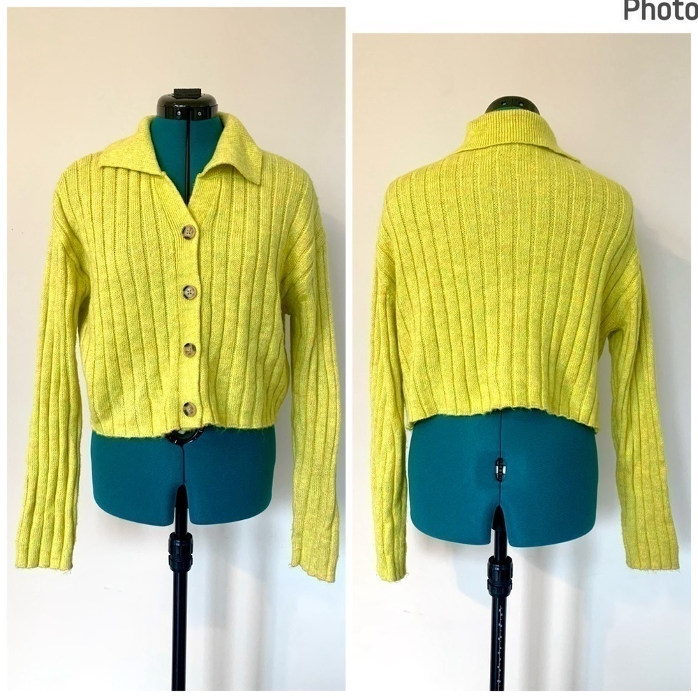 Wild Fable cable knit cropped cardigan button front sweater boho hobo Small